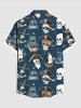 Plus Size Cruise Pirate Skulls Sailboat Print Buttons Pocket Hawaii Shirt For Men -  