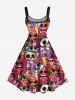 Plus Size Skulls Brain Ice Cream Print Hawaii Tank Dress -  
