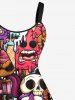 Plus Size Skulls Brain Ice Cream Print Hawaii Tank Dress -  