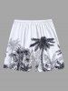 Plus Size Tropical Leaf Coconut Tree Print Hawaii Beach Shorts For Men -  
