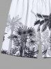 Short de Plage Hawaïen Feuille Arbre Noix de Coco Imprimé de Grande Taille pour Homme - Blanc 7XL