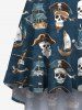 Plus Size Cruise Pirate Skulls Sailboat Print High Low Hawaii Cami Dress -  