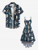 Plus Size Cruise Pirate Skulls Sailboat Print High Low Hawaii Cami Dress -  