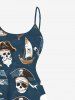 Plus Size Cruise Pirate Skulls Sailboat Print High Low Hawaii Cami Dress -  