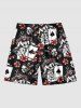 Plus Size Skulls Poker Print Hawaii Beach Shorts For Men -  