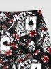 Plus Size Skulls Poker Print Hawaii Beach Shorts For Men -  