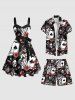 Plus Size Skulls Poker Print Hawaii Beach Shorts For Men -  