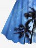 Robe Débardeur Hawaïen Ligne A Arbre Noix de Coco et Galaxie Imprimés de Grande Taille - Bleu Ciel XXS
