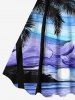Robe Ligne A Arbre Noix de Coco Abstrait Imprimés de Grande Taille - Bleu S
