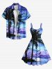 Plus Size Coconut Tree Sun Abstract Painting Print Hawaii A Line Tank Dress -  