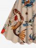 Plus Size Shark Anchor Mermaid Stars Print Hawaii Cruise A Line Tank Dress -  