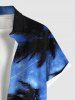 Plus Size Coconut Tree Meteor Galaxy Print Hawaii Button Pocket Shirt For Men -  