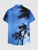 Plus Size Coconut Tree Meteor Galaxy Print Hawaii Button Pocket Shirt For Men -  
