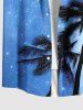 Plus Size Coconut Tree Meteor Galaxy Print Hawaii Button Pocket Shirt For Men -  