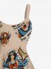 Plus Size Shark Anchor Mermaid Stars Print Hawaii Cruise A Line Tank Dress -  