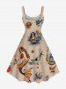Plus Size Shark Anchor Mermaid Stars Print Hawaii Cruise A Line Tank Dress -  