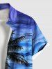 Plus Size Coconut Tree Sun Abstract Painting Print Hawaii Button Pocket Shirt For Men -  