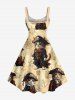 Plus Size Cat Pirates Rudder Anchor Print Hawaii Cruise A Line Tank Dress -  