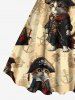 Plus Size Cat Pirates Rudder Anchor Print Hawaii Cruise A Line Tank Dress -  