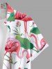 Plus Size Flamingo Lotus Flower Leaf Print Hawaii Button Pocket Shirt For Men -  