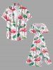 Plus Size Flamingo Lotus Flower Leaf Print Hawaii Split Pocket A Line Midi Dress -  