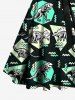 Plus Size Dinosaur Geometric Graphic Zig Zag Print Hawaii A Line Dress with Removable Belt -  