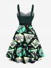 Plus Size Dinosaur Geometric Graphic Zig Zag Print Hawaii A Line Dress with Removable Belt -  