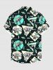 Plus Size Dinosaur Geometric Graphic Zig Zag Print Hawaii Button Pocket Shirt For Men -  