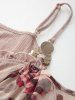 Plus Size Rose Flower Print Ruffles Surplice Chains Cold Shoulder Blouse -  