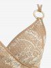 Plus Size Floral Leaves Embroidered O-Ring Crisscross Strappy Surplice Tassel Textured Split A Line Cami Dress -  