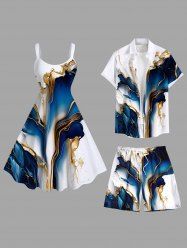 Cruise Ocean Currents Metallica Pattern Print Plus Size Matching Hawaii Beach Outfit For Couples -  