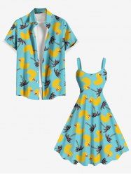 Coconut Tree Ducks Print Plus Size Matching Hawaii Beach Outfit For Couples -  