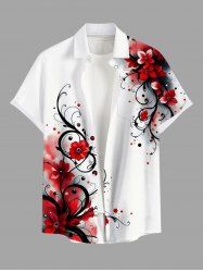 Plus Size Ombre Tie Dye Floral Branch Print Hawaii Button Pocket Shirt For Men -  