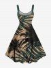 Tropical Leaf Coconut Tree Print Plus Size Matching Hawaii Beach Outfit For Couples -  