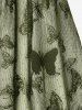 Butterfly Lace Overlay Lace-up Tee and Crisscross Hollow Out Leggings Plus Size Outfit -  