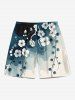 Tenue de plage hawaïenne assortie grande taille, motif aquarelle, motif branches de fleurs, encre ombrée, pour couples - Vert 