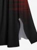 Ombre Plaid Colorblock Print Plus Size Matching Hawaii Beach Outfit For Couples -  