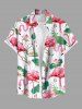 Flamingo Lotus Flower Leaves Print Plus Size Matching Hawaii Beach Outfit For Couples -  