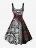 Plus Size Hibiscus Flowers Leaf Paisley Print Hawaii Tank Dress -  