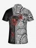 Plus Size Hibiscus Flowers Leaf Paisley Print Zipper Polo Shirt For Men -  