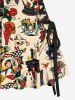 Skull Mermaid Fish Sailboat Beer Print Hawaii Lace Up A Line Tank Dress -  