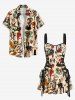 Skull Mermaid Fish Sailboat Beer Print Hawaii Lace Up A Line Tank Dress -  