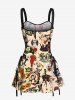 Skull Mermaid Fish Sailboat Beer Print Hawaii Lace Up A Line Tank Dress -  