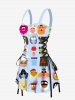 Colorful Funny Cartoon Role Print Hawaii Lace Up A Line Tank Dress -  