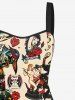 Skull Mermaid Fish Sailboat Beer Print Hawaii Lace Up A Line Tank Dress -  