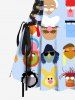 Colorful Funny Cartoon Role Print Hawaii Lace Up A Line Tank Dress -  