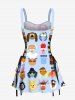 Colorful Funny Cartoon Role Print Hawaii Lace Up A Line Tank Dress -  