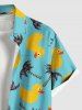 Plus Size Coconut Tree Ducks Print Buttons Pocket Hawaii Shirt For Men -  