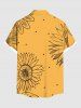 Plus Size Sunflowers Dots Print Buttons Pocket Hawaii Shirt For Men -  