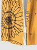 Plus Size Sunflowers Dots Print Buttons Pocket Hawaii Shirt For Men -  